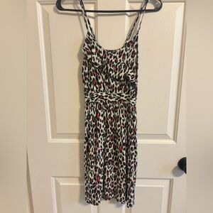 Xhilaration women’s dress size XS- sleeveless black leopard print- blue and pink
